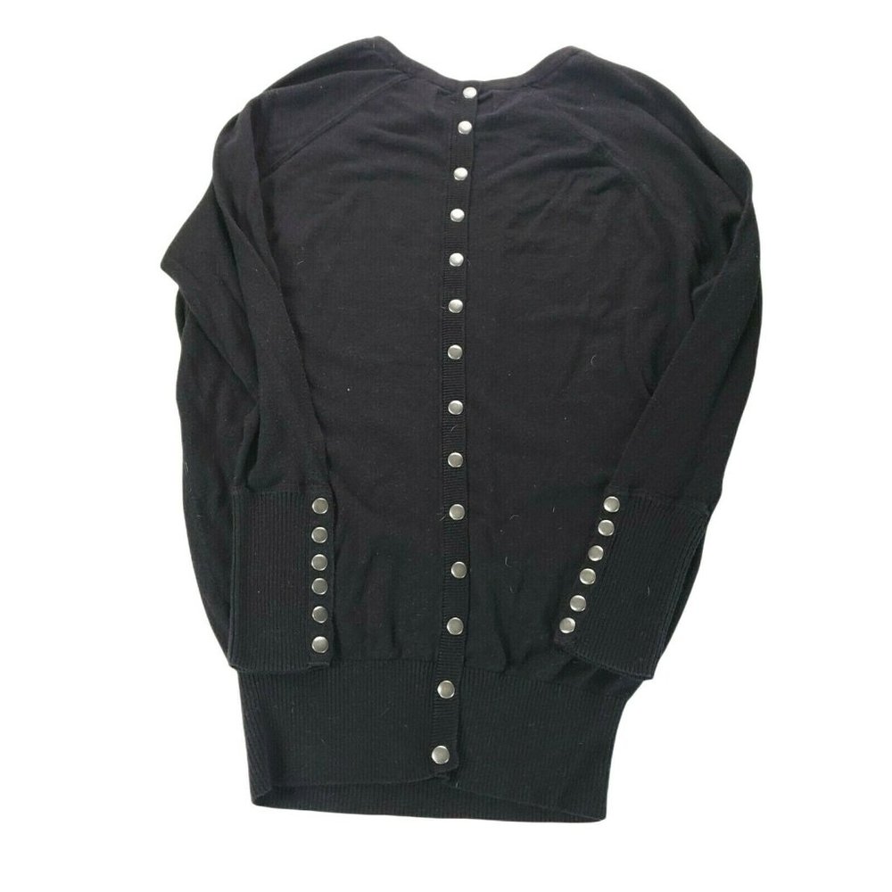 Ruby Moon Black Button Back/Sleeve S Sweater Ribbed waisted
